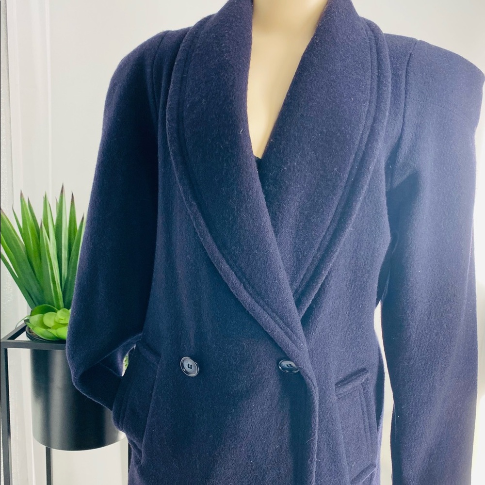 Vintage navy blue  Wool Coat made in republic of Dominican Republic of U. S. A
